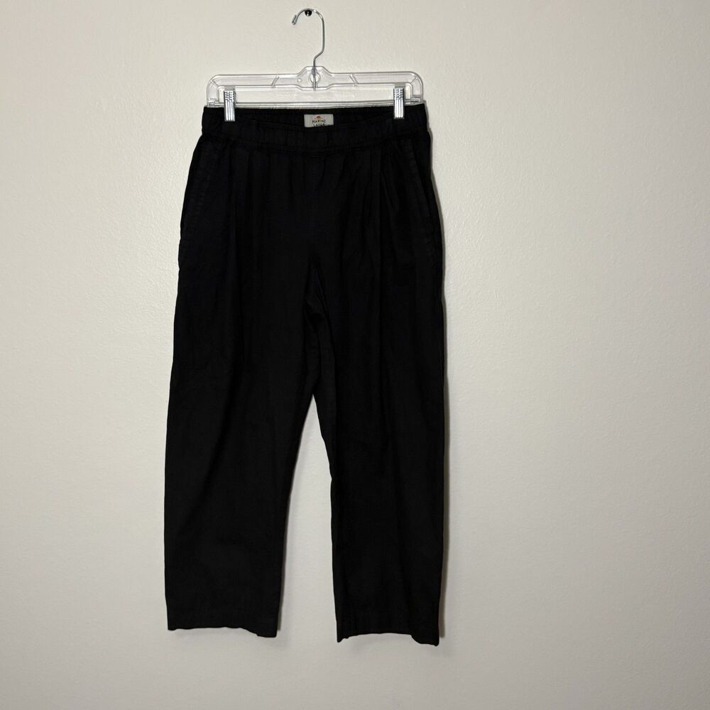 Marine Layer Kyra Poplin Barrel Pant Black Small Pull On Ankle Length